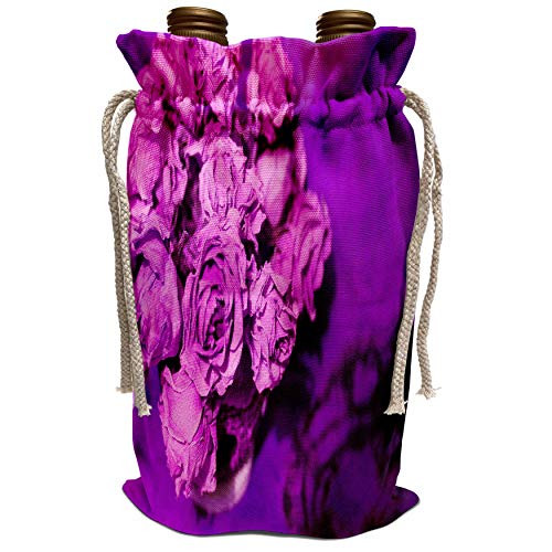 3dRose Yves Creations Roses and Valentines Day Florals - Purple Pink Dried Roses - Wine Bag -wbg_9377_1-