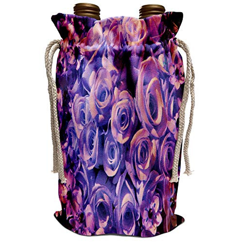 3dRose Yves Creations Roses and Valentines Day Florals - Purple Pink Antique Roses - Wine Bag -wbg_9400_1-