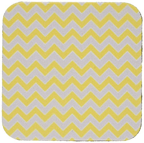 3dRose CST_128580_2 Chevron Pattern Zigzag Soft Coasters- Yellow/Gray- Set of 8