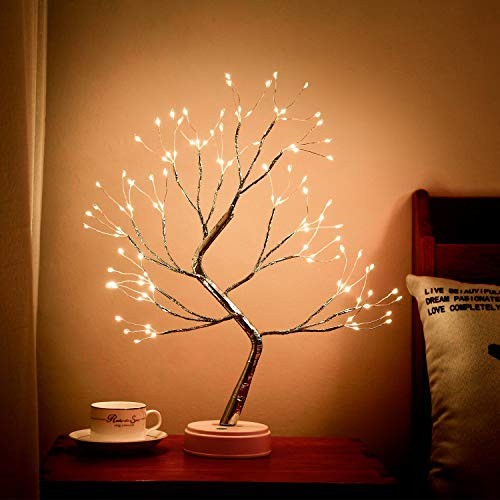 FLDFR Fairy Light Spirit Tree Lamp with 108 LED - Artificial Bonsai Tree Light - Battery/USB Operation- Children Gift- Indoor Decor of Home- Party Wedding -Warm White Light-