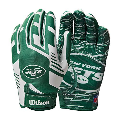 Wilson NFL Stretch Fit Football Gloves - New York Jets-Youth