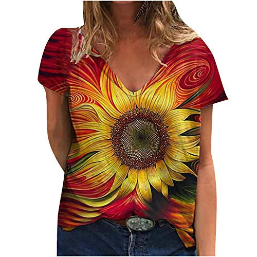 Short Sleeve Tops for Women Fashion 3D Animals Print Tshirt Casual Tie Dye Blouse Plus Size V Neck Summer Tunic Tops Yellow Short Sleeve Tops for Women Fashion 3D Animals Print Tshirt Casual Tie Dye Blouse Plus Size V Neck Summer Tunic Tops Yellow