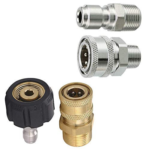 RIDGE WASHER Pressure Washer Adapter Set- Gun to Wand- M22 to 1/4'' Quick Connect- Pressure Washer Adapter Set- 3/8 Inch Quick Connect to Male Thread Fitting