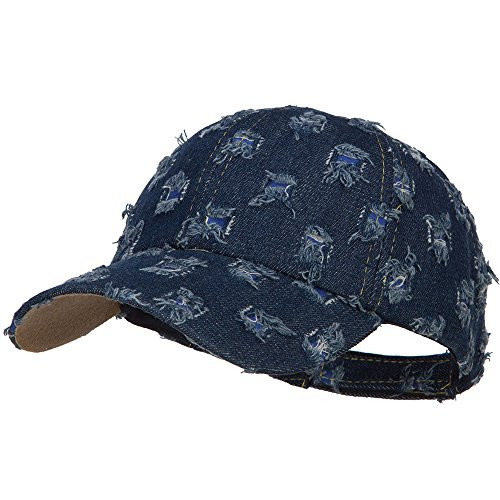 SS/Hat Distressed Denim Baseball Cap - Dk Denim OSFM