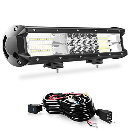 12 Inch Led Light Bar 180W Driving Fog Off Road Lights Triple Row Waterproof Spot Flood Combo Beam Led Bar W/Rocker Switch Wiring Harness for Pickup Truck Jeep ATV UTV SUV Boats 12 Inch Led Light Bar 180W Driving Fog Off Road Lights Triple Row Waterproof Spot Flood Combo Beam Led Bar W/Rocker Switch Wiring Harness for Pickup Truck Jeep ATV UTV SUV Boats