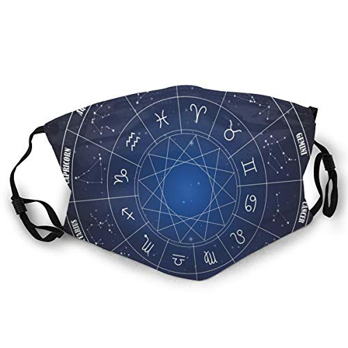 Fillter Face Cloth For Unisex adults Zodiac Horoscope Chart In Wheel Shape With Dates In Space Dots Image Cold Mouth Dustproof Double Protection Fillter Face Cloth For Unisex adults Zodiac Horoscope Chart In Wheel Shape With Dates In Space Dots Image Cold Mouth Dustproof Double Protection