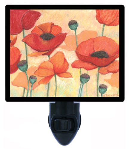 Flower and Garden Night Light- Orange Poppies- Wildflowers