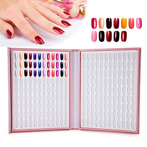 Jacksking Nail Gel Display Card- 216 Colors Nail Gel Color Card Nail Polish Display Chart Book Nail Art Showing Shelf Nail Color Chart Display Book-Pink-