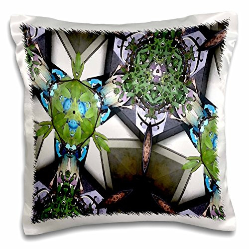 3dRose Emerald Green Blue Light Purple and Brown Pillow Case- 16 x 16