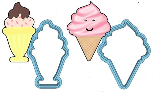Ice Cream Cookie Cutter - American Confections - Popsicle, Sundae, Ice Cream Cone - MADE IN THE USA (Ice Cream Cone, Ice Cream Sundae)