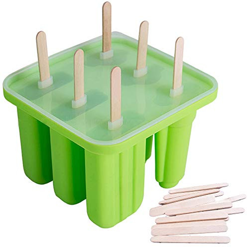 Popsicle Molds 6 Pieces Silicone Ice Pop Molds BPA Free Popsicle Mold with 50 Popsicle Sticks Reusable Easy Release Ice Pop Maker with Lids