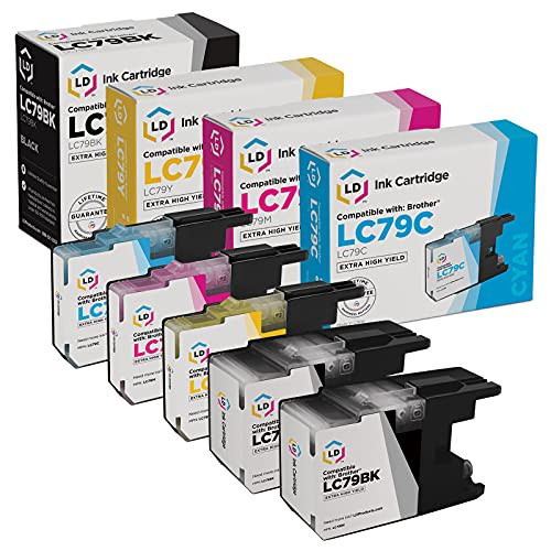 LD Compatible Ink Cartridge Replacement for Brother LC79 Extra High Yield -2 Black- 1 Cyan- 1 Magenta- 1 Yellow- 5-Pack-