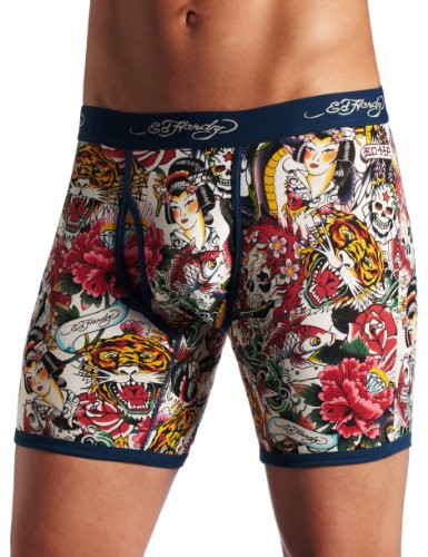 Ed Hardy Men's Premium Tattoo Collage Boxer Brief- Ink- Medium