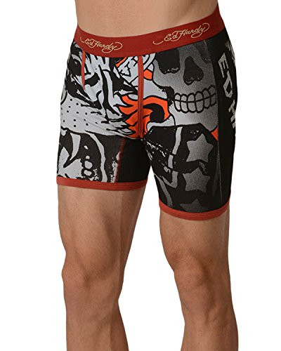 Ed Hardy Men's Fierce Tiger Collage Boxer Brief - Red - Large