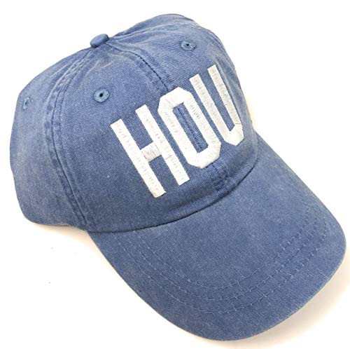 Custom Monogrammed HOU William P. Hobby Airport Code Hat -Pigment Dyed Royal Blue-