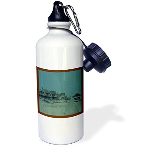 3dRose inchVintage 1903 Bethany Beach Boardwalkinch Sports Water Bottle- 21 oz- White