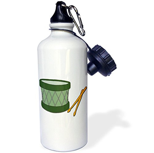 3dRose inchHoliday Drum And Sticksinch Sports Water Bottle- 21 oz- White