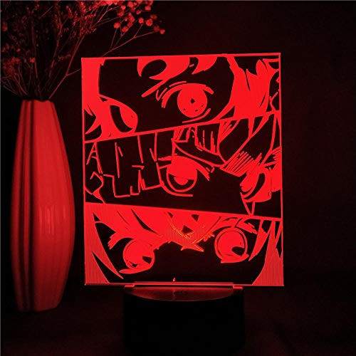 3D Night Light Anime Illusion Led 3D Night Light Anime Demon Slayer Figure Kamado Tanjirou Zenitsu Inosuke Face Manga Figurine Lamp Bedroom Lamp led Night Light for Kids 7 Color Touch