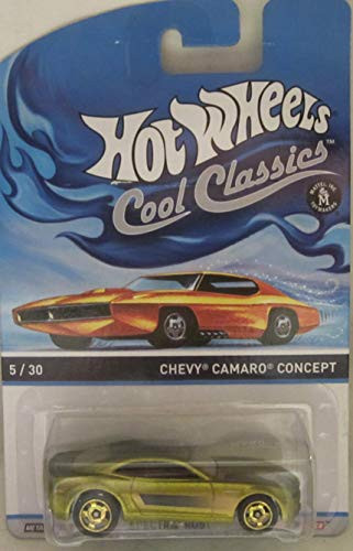 Hot Wheels Cool Classics Chevy Camaro Concept 5/30 Gold on Orange Car Card
