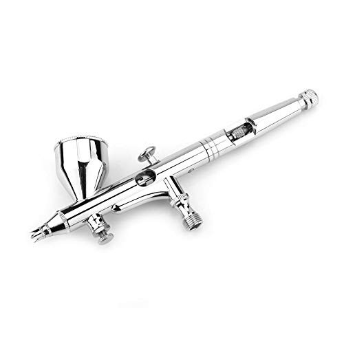 HEEPDD Airbrush Kit- 0.2MM Multi-Purpose Gravity Feed Dual-Action Airbrush Kit Mini Air Compressor Spray Gun for Makeup Nail Arting Cake Decorating