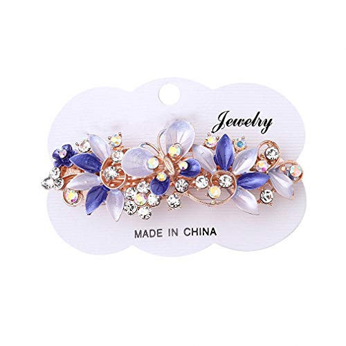 Pudwy Women Resin Hairpins Hairgrips Girls Flower Barrettes Crystal Hair Clip Tiara Headwear Elegant Wedding Hair Accessories Light Purple