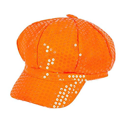 Boland Adult's hat with spangles- one Size- neon Orange- Item Model Number- 61773