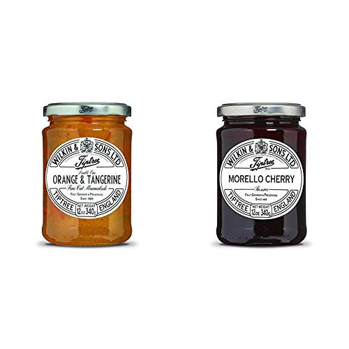 Tiptree Double One Orange  and  Tangerine Marmalade- 12 Ounce Jar  and  Morello Cherry Preserve- 12 Ounce Jar