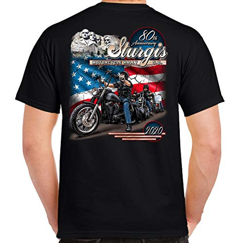 2020 Sturgis Motorcycle Rally American Bikers T-Shirt Black