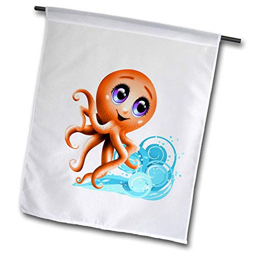3dRose Anne Marie Baugh - Illustrations - Cute Orange Octopus Illustration - Flags -fl_340042_1- 3dRose Anne Marie Baugh - Illustrations - Cute Orange Octopus Illustration - Flags -fl_340042_1-