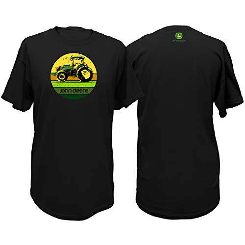 John Deere Men's Tractor Short Sleeve T-Shirt-Black-XXL