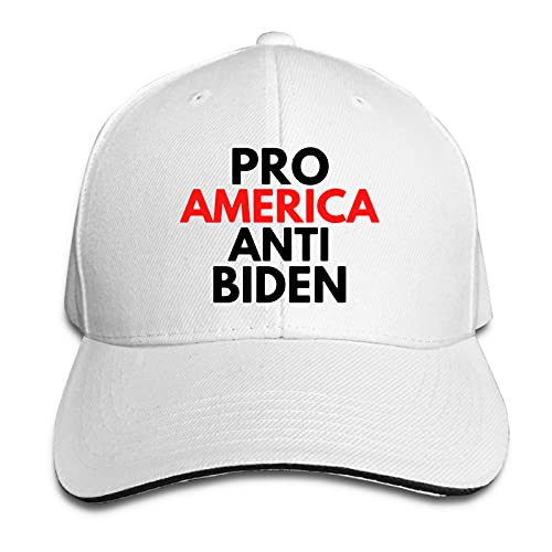 Pro America- Anti Biden Sandwich Cap Adjustable Baseball Cap Hip Hop Cap Sun Hat Breathable Trucker Cap White
