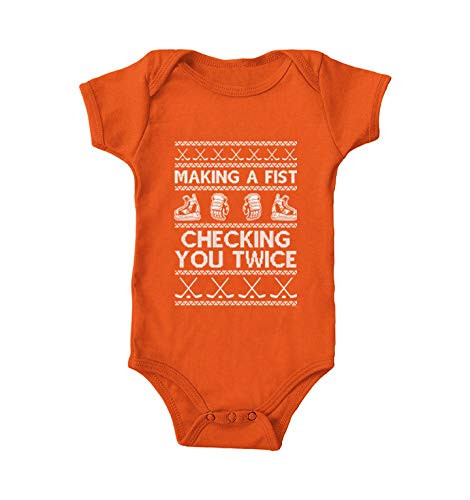 Haase Unlimited Making A Fist- Checking You Twice - Bodysuit -Orange- 18 Months-
