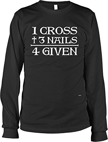 NOFO Clothing Co 1 Cross- Plus 3 Nails- 4 Given Men's Long Sleeve Shirt- S Black