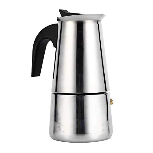 Stainless Steel Espresso Maker- Moka Pot- with Ergonomic Bakelite Handle- Sturdy and Durable- Coffee Maker Brewer Percolator- Suitable for Induction Cookers- Home Office Use-200ml-