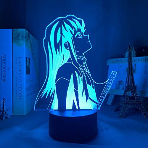 3D Night Lights for Girls Boys Demon Slayer Kimetsu no Yaiba Muichiro Tokito Led for Bedroom Decor Gift Nightlight Anime 3D Lamp Muichiro Tokito Lamp led Night Light for Kids 16 Colors Remote