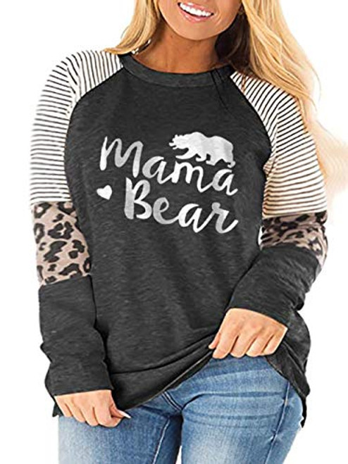 Plus Size Tops for Women 3X Crewneck Mama Bear Tunic Shirts Dark Grey 22W Plus Size Tops for Women 3X Crewneck Mama Bear Tunic Shirts Dark Grey 22W