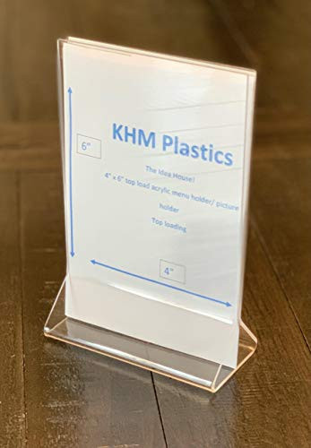 Acrylic Sign Holder-Table Card Display 4inch X 6 inches Clear Sign Display Holder-Plastic Table Menu Stand -Double Sided Ad Picture Frame for Office- Home- Store- Restaurant -4inch x 6inch inch-