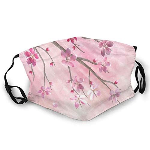 Cloth Face Mask Bandana with 2pcs Filters-Illustration Of Spring Tree Branch With Blossoms Sun Beams On Blurred Background-Balaclava Adjustable Earloop Washable Reusable for Men Women