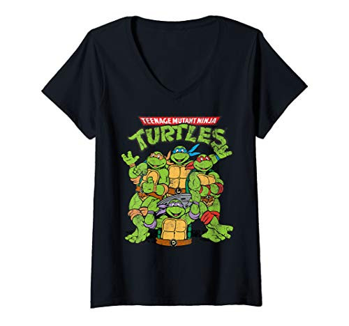 Womens Nickelodeon Teenage Mutant Ninja Turtles Chillin' V-Neck T-Shirt