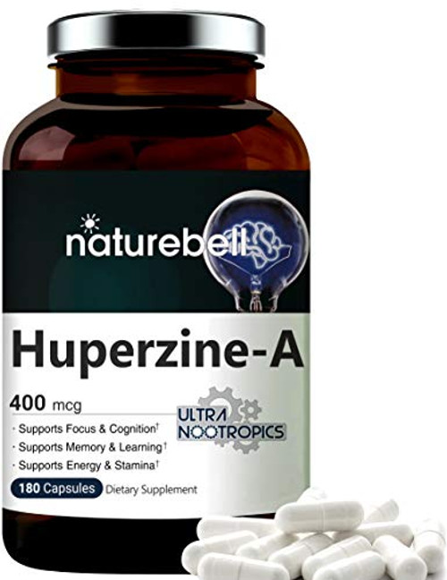 Huperzine A 400mcg Per Serving- 180 Capsules- -Huperzine A Supplement-- Supports Focus- Cognition- Memory and Learning Ability- No GMOs Huperzine A 400mcg Per Serving- 180 Capsules- -Huperzine A Supplement-- Supports Focus- Cognition- Memory and Learning Ability- No GMOs