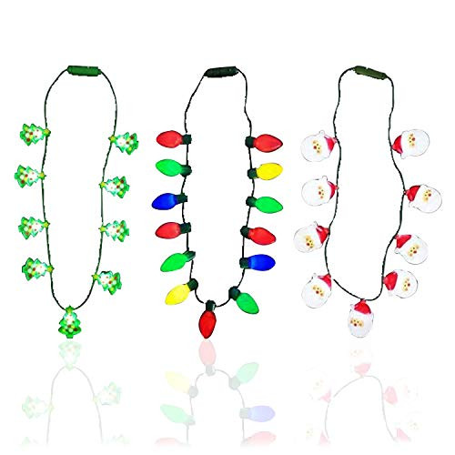 Toysery Christmas Lights Bulb Necklace- Battery Operated LED Light Bulb Christmas Ornaments- Flashing LED String Lights with Mini Bulbs for Christmas Decorations- Six Color Mode Light Bulb  3 Pack
