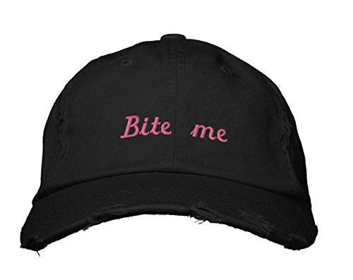 CojicoPily Embroidery Bite Me Embroidered Baseball Cap Hip Hop Headwear Baseball Hat Daddy Dad Hat Black