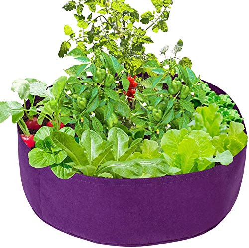 Fabric Garden Raised Planting Bed- Round Raised Bed- Gallon Grow Bag Raised Garden Bed Bag Round Breathable Planting Grow Container- for Plants- Herb- Flowers and Vegetables -Purple- 9030CM- Fabric Garden Raised Planting Bed- Round Raised Bed- Gallon Grow Bag Raised Garden Bed Bag Round Breathable Planting Grow Container- for Plants- Herb- Flowers and Vegetables -Purple- 9030CM-