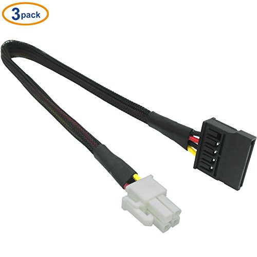 COMeap (3-Pack Motherboard ATX 4 Pin to 15 Pin SATA Hard Drive HDD Power Supply Adapter Cable for Lenovo 12-inch(30cm)