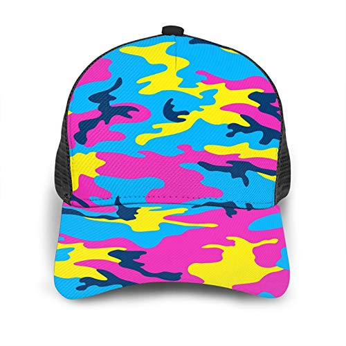 Neon Camouflage Baseball Cap for Mens Womans Fashion Mesh Adjustable Trucker Hat