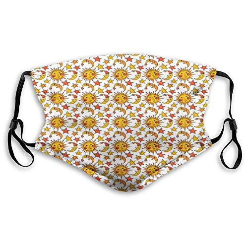 Decorations for adults-Sun.Nursery Themed Repetitive Pattern with Sun Moon and Stars-Earth Yellow Orange Burnt Sienna White-Fashion masks Activated carbon filter mask Decorations for adults-Sun.Nursery Themed Repetitive Pattern with Sun Moon and Stars-Earth Yellow Orange Burnt Sienna White-Fashion masks Activated carbon filter mask