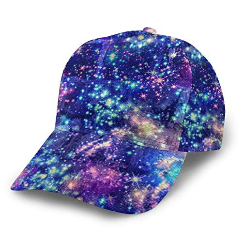 Women Men Classic Baseball Cap Quick Dry Adjustable Dad Hat Breathable Polo Golf Cap Fashion Curved Visor Hat - Colorful Galaxy Bling Bling Stars