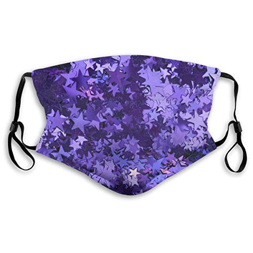 Fillter Cloth for Adult and Kids-Purple Foil Stars-Reusable Windproof Cloth Half Face Double Protection-M Fillter Cloth for Adult and Kids-Purple Foil Stars-Reusable Windproof Cloth Half Face Double Protection-M