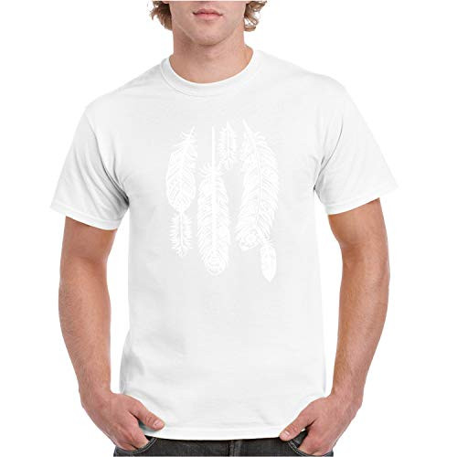 Feathers White Native American Indian Tribal T-Shirt
