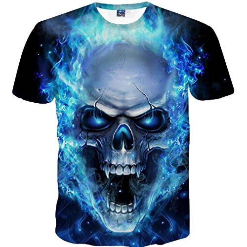 Tees Shirt Mens Skull 3D Printing Tops Short Sleeve T-Shirt Fashion Blouse by Gergeos Tees Shirt Mens Skull 3D Printing Tops Short Sleeve T-Shirt Fashion Blouse by Gergeos
